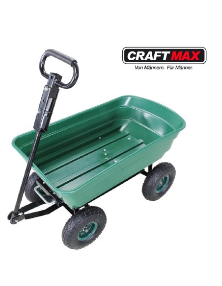 CRAFTMAX-bolly-Handwagen-Luftreifen-Deichsel-Lenkachse-Kippfunktion-110x95x51cm-300Kg-gruen-2