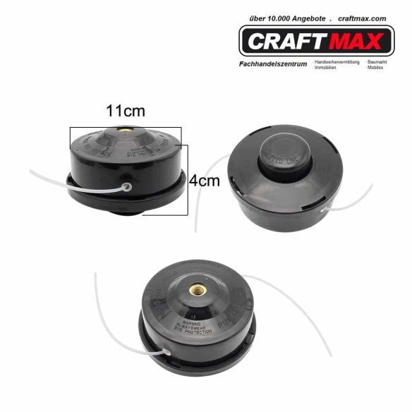 CRAFTMAX-Doppelfadenkopf-Fadenspule-Nylon-11117cm-Seil-24mm-Tippautomatik