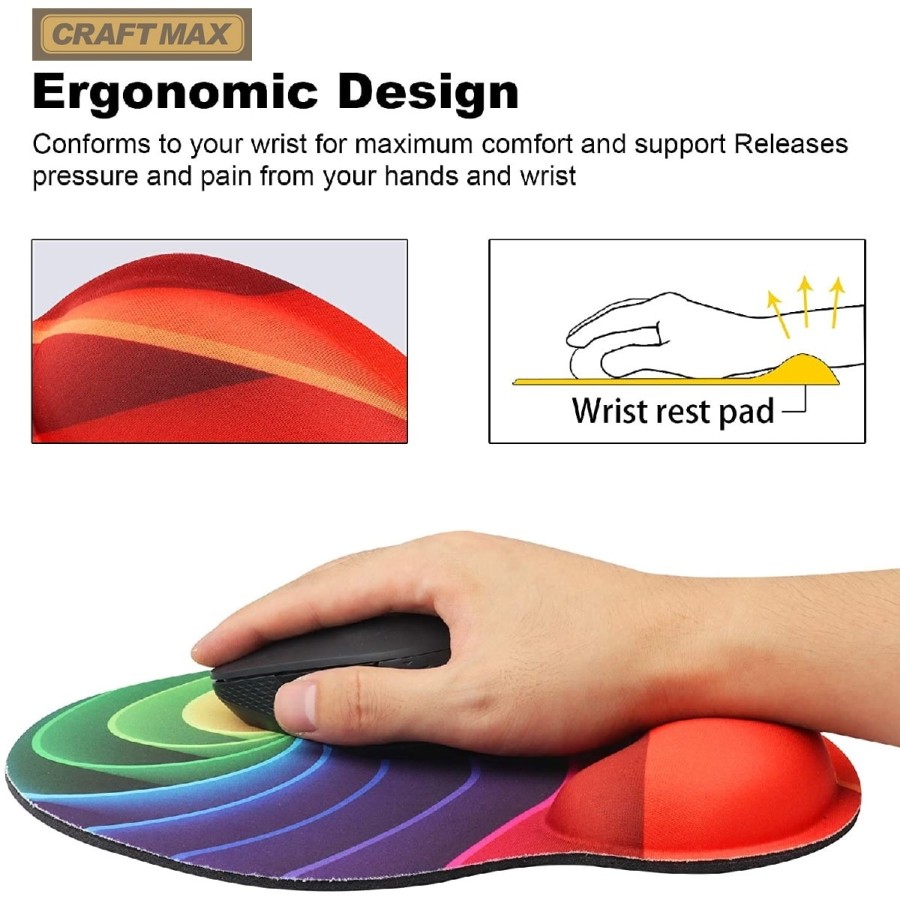 CRAFTMAX-espiral-Design-Mauspad-Handgelenkstuetze-ergonomische-Memory-Schaum-Handgelenkauflage-6