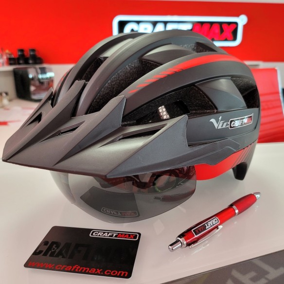 CRAFTMAX-vic-red-MTB-Fahrradhelm-atmungsaktiv-21-Belueftungskanaele-abnehmbarer-magnetischer-Visier-Schutzbrille-LED-Ruecklicht-
