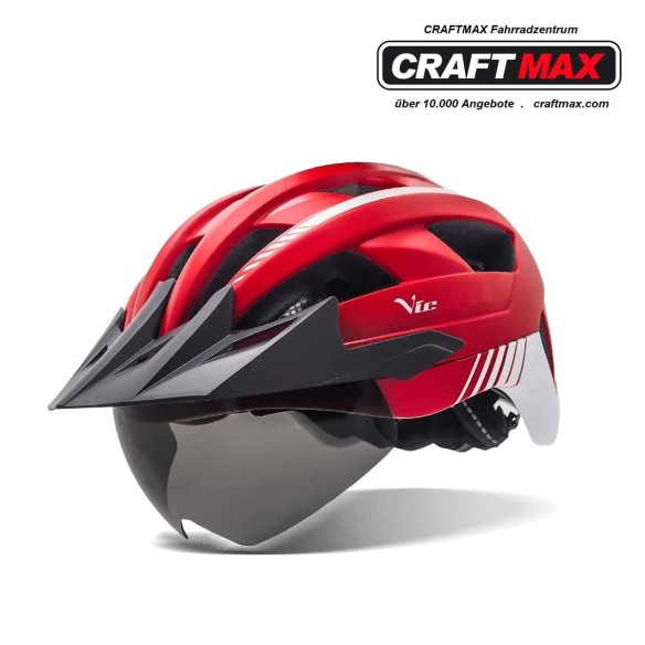 CRAFTMAX-vic-red-MTB-Fahrradhelm-atmungsaktiv-21-Belueftungskanaele-magnetischen-Visier-Schutzbrille-aufladbares-LED-Ruecklicht-
