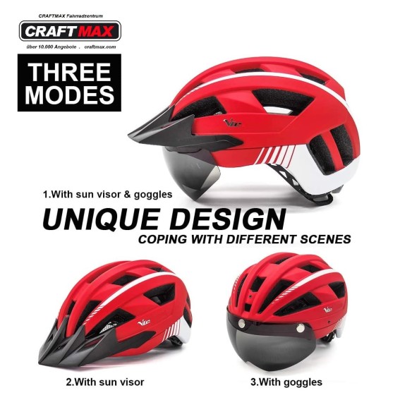 CRAFTMAX-vic-red-MTB-Fahrradhelm-atmungsaktiv-21-Belueftungskanaele-magnetischen-Visier-Schutzbrille-aufladbares-LED-Ruecklicht-