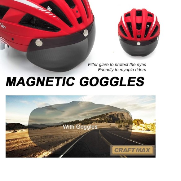 CRAFTMAX-vic-red-MTB-Fahrradhelm-atmungsaktiv-21-Belueftungskanaele-magnetischen-Visier-Schutzbrille-aufladbares-LED-Ruecklicht-
