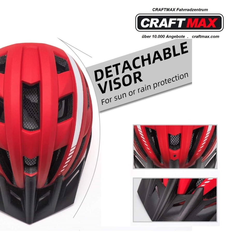CRAFTMAX-vic-red-MTB-Fahrradhelm-atmungsaktiv-21-Belueftungskanaele-magnetischen-Visier-Schutzbrille-aufladbares-LED-Ruecklicht-