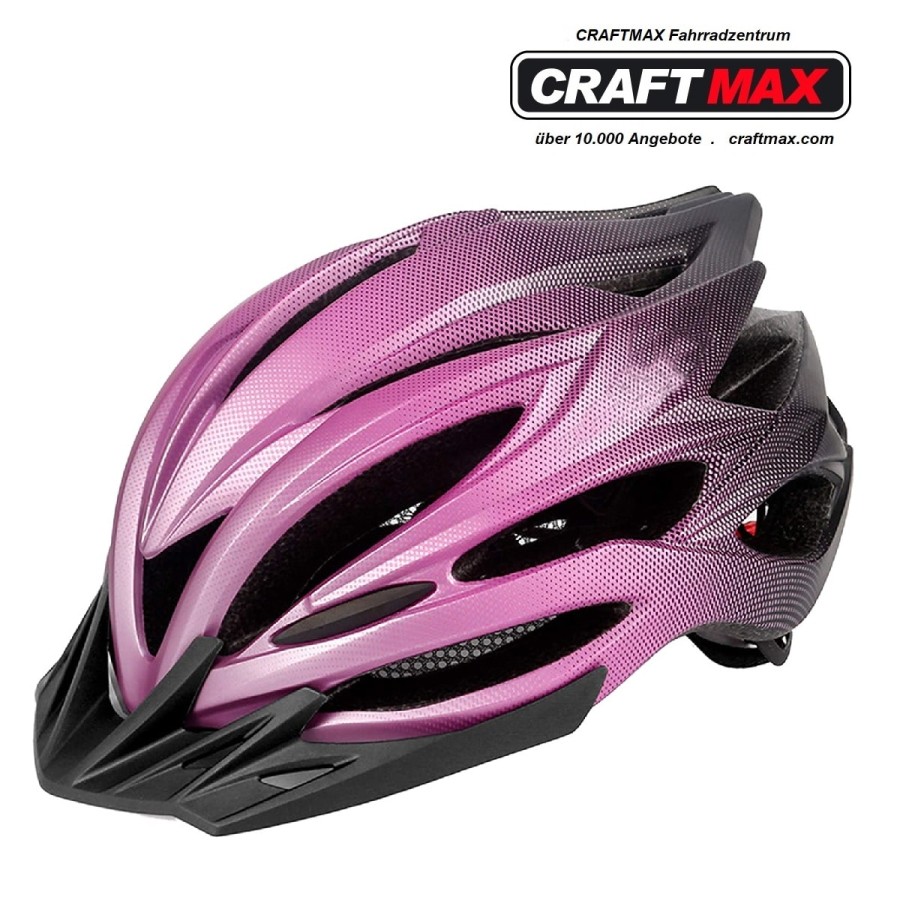 CRAFTMAX-pink-MTB-Fahrradhelm-atmungsaktiv-Belueftungskanaele-abnehmbares-Visier-LED-Ruecklicht-1