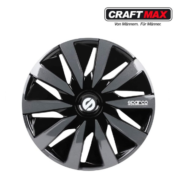 CRAFTMAX-sparco-13-Zoll-Radzierblende-fuer-PKW-Anhaenger-Caravan-schwarz-grau