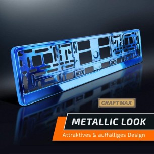 CRAFTMAX-Kennzeichenhalter-fuer-Automobile-PKW-Anhaenger-Caravan-blau-Metallic-Hochglanz-Chrom-Look-1 2