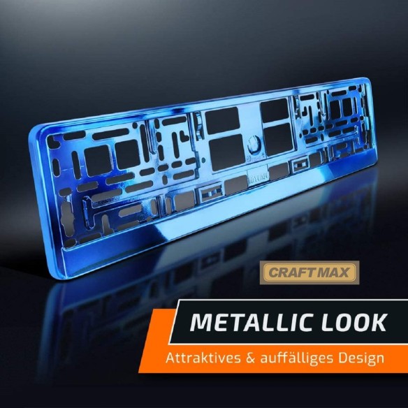 CRAFTMAX-Kennzeichenhalter-fuer-Automobile-PKW-Anhaenger-Caravan-blau-Metallic-Hochglanz-Chrom-Look-2
