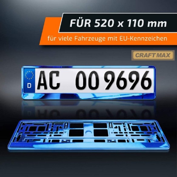 CRAFTMAX-Kennzeichenhalter-fuer-Automobile-PKW-Anhaenger-Caravan-blau-Metallic-Hochglanz-Chrom-Look-4