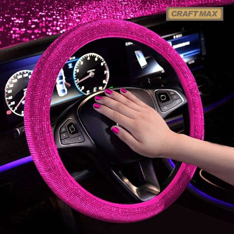 CRAFTMAX-Luxus-Lenkradbezug-Swarowski-Kristall-Glitzer-Bling-Bling-pink-rosa-1