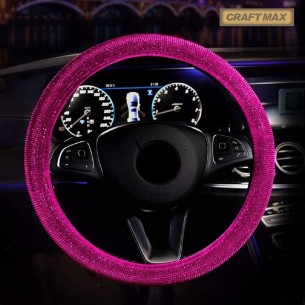 CRAFTMAX-Luxus-Lenkradbezug-Swarowski-Kristall-Glitzer-Bling-Bling-pink-rosa-1 2