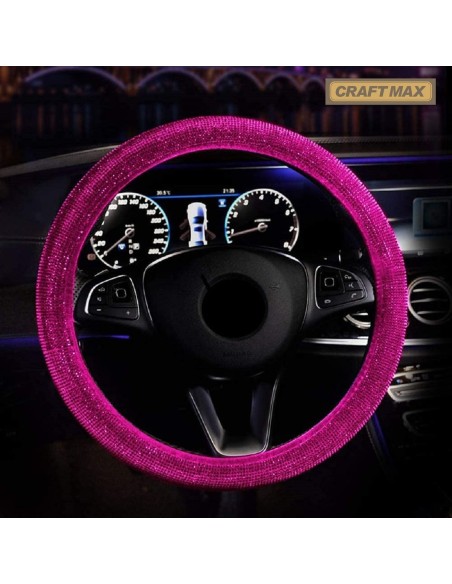 CRAFTMAX-Luxus-Lenkradbezug-Swarowski-Kristall-Glitzer-Bling-Bling-pink-rosa-2