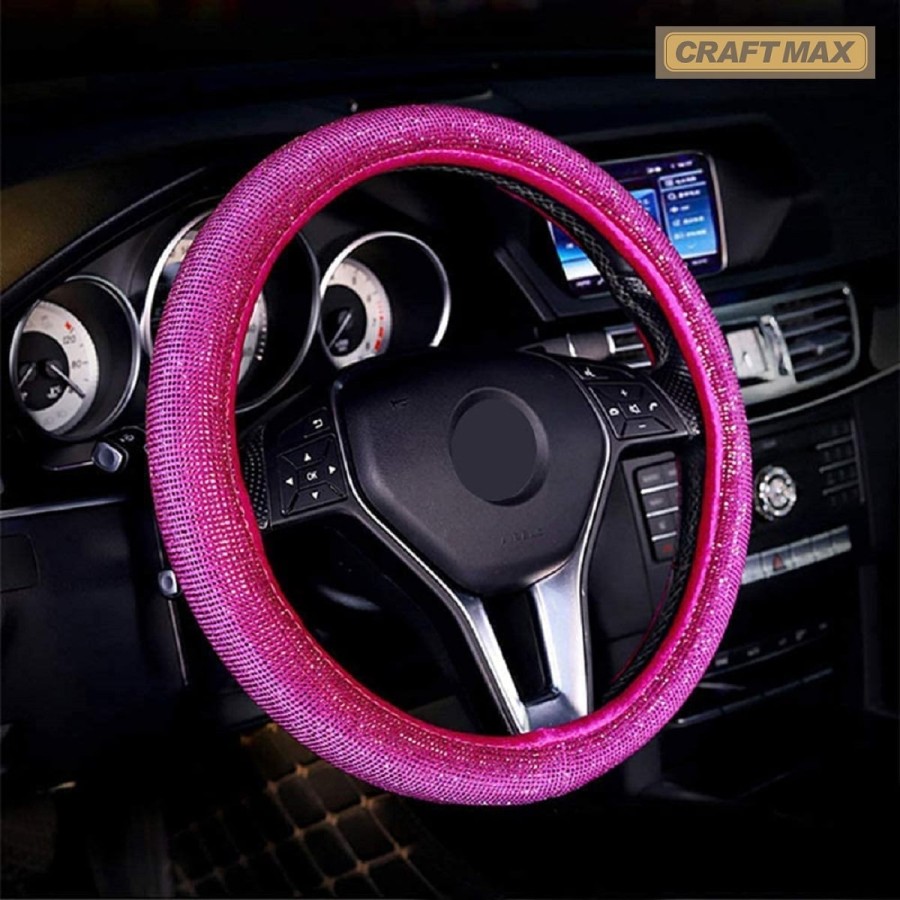 CRAFTMAX-Luxus-Lenkradbezug-Swarowski-Kristall-Glitzer-Bling-Bling-pink-rosa-3