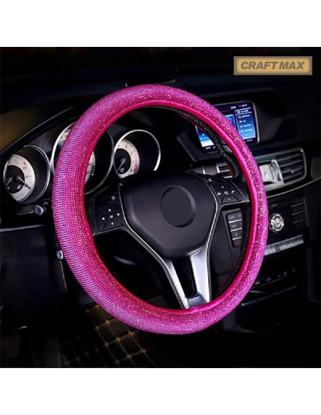 CRAFTMAX-Luxus-Lenkradbezug-Swarowski-Kristall-Glitzer-Bling-Bling-pink-rosa-3