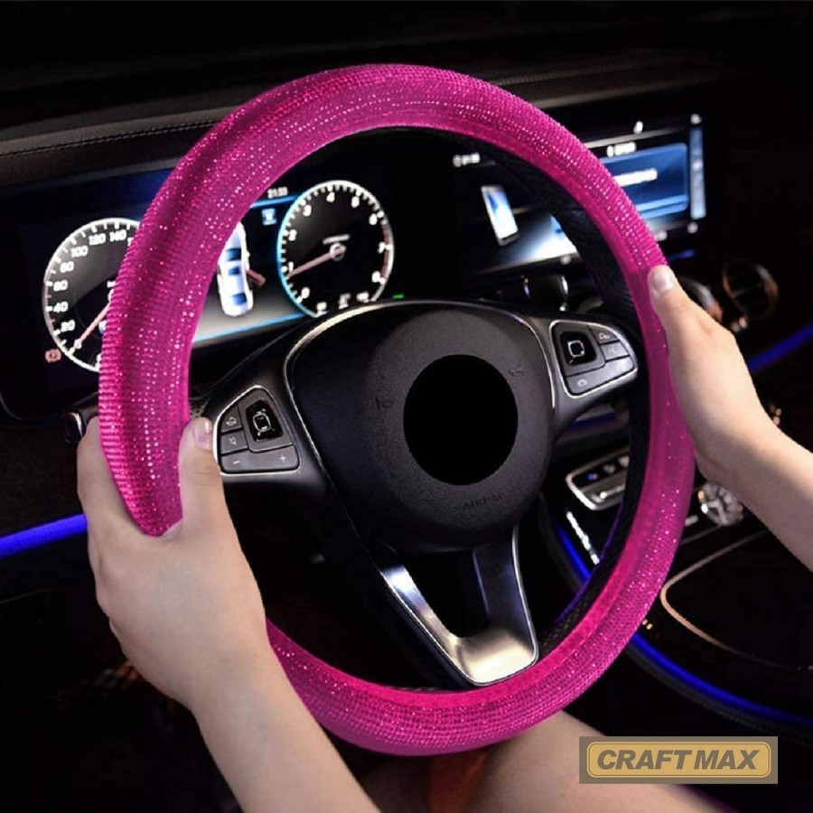 CRAFTMAX-Luxus-Lenkradbezug-Swarowski-Kristall-Glitzer-Bling-Bling-pink-rosa-5