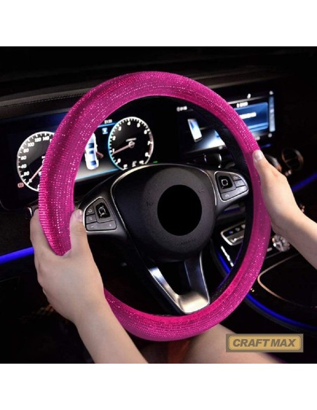 CRAFTMAX-Luxus-Lenkradbezug-Swarowski-Kristall-Glitzer-Bling-Bling-pink-rosa-5