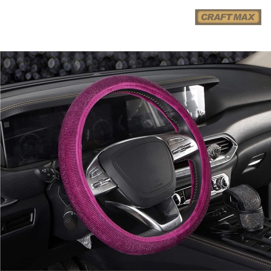 CRAFTMAX-Luxus-Lenkradbezug-Swarowski-Kristall-Glitzer-Bling-Bling-pink-rosa-4