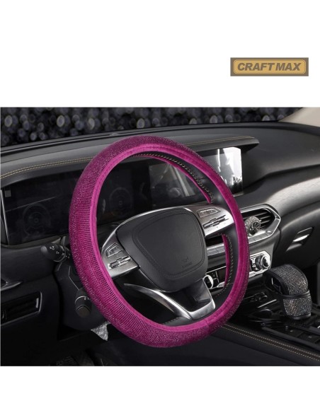 CRAFTMAX-Luxus-Lenkradbezug-Swarowski-Kristall-Glitzer-Bling-Bling-pink-rosa-4