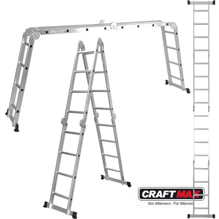 CraftMax-Longrange-Solid-Mehrzweckleiter-Teleskopleiter-Bauleiter-silber-540cm-ladder