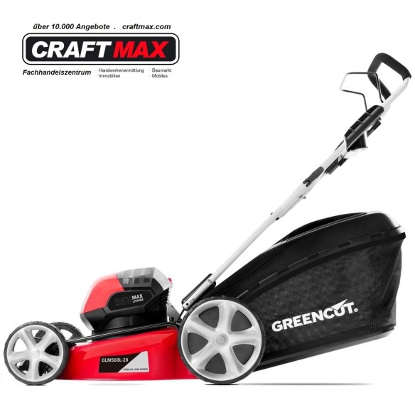 CRAFTMAX®-65Volt-POWER-Li-ion-4Amp.-kabelloser-Akku-Profi-Rasenmaeher-560mm-Schnittbreite