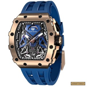 CRAFTMAX-TsarBomba-FYTB-8207GDBLU-Luxus-Herrenuhr-mit-Automatik-Uhrwerk-Saphirglas-Super-Luminous-Silikonband-5ATM-Wasserdicht