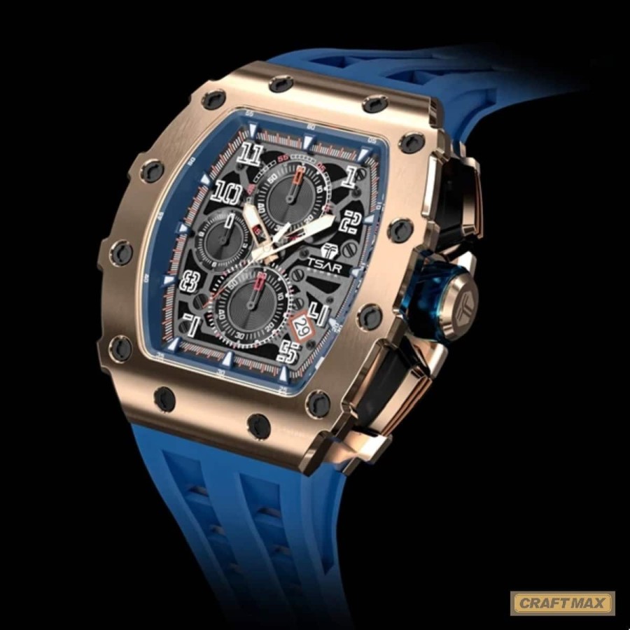 CRAFTMAX-TsarBomba-FYTB-8207GDBLU-Luxus-Herrenuhr-mit-Automatik-Uhrwerk-Saphirglas-Super-Luminous-Silikonband-5ATM-Wasserdicht-1