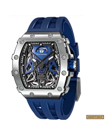 CRAFTMAX-TsarBomba-FYTB-8207SILBL-Luxus-Herrenuhr-mit-Automatik-Uhrwerk-Saphirglas-Super-Luminous-Silikonband-5ATM-Wasserdicht