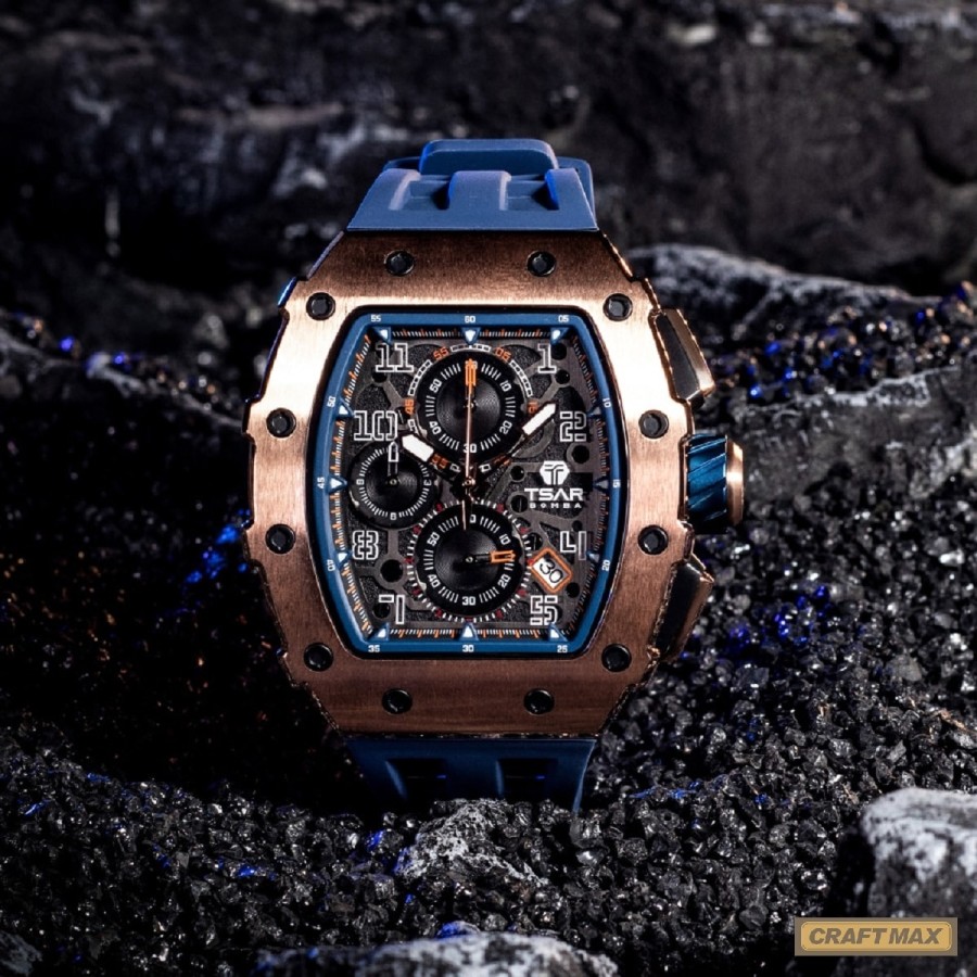 CRAFTMAX-TsarBomba-FYTB-8207GDBLU-Luxus-Herrenuhr-mit-Automatik-Uhrwerk-Saphirglas-Super-Luminous-Silikonband-5ATM-Wasserdicht-2