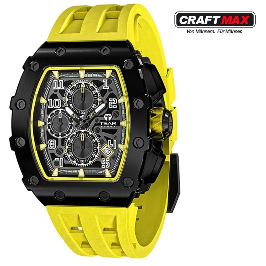 CRAFTMAX-TsarBomba-TB-8204SGLZHX-Luxus-Herrenuhr-mit-Automatik-Uhrwerk-Saphirglas-Super-Luminous-Silikonband-5ATM-Wasserdicht-ne