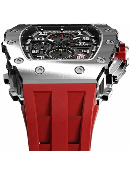 CRAFTMAX-TsarBomba-TB8204BSISB-Luxus-Herrenuhr-QUARTZ-Uhrwerk-Saphirglas-Super-Luminous-Silikonband-5ATM-Wasserdicht-rot-4