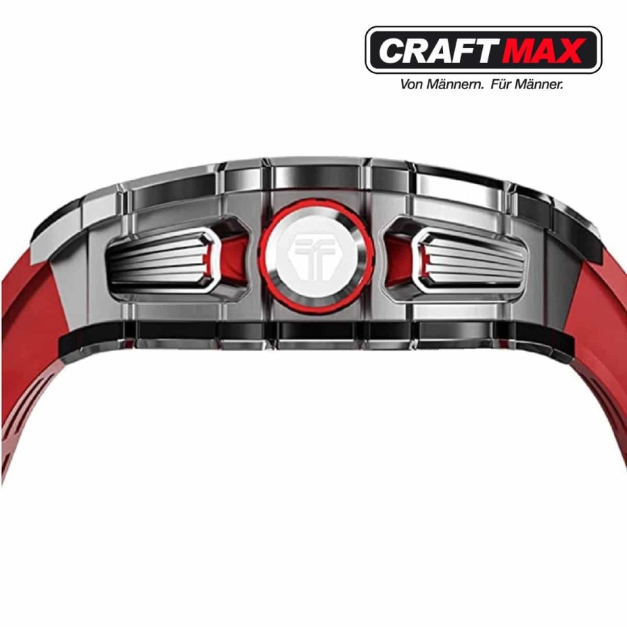 CRAFTMAX-TsarBomba-TB8204BSISB-Luxus-Herrenuhr-QUARTZ-Uhrwerk-Saphirglas-Super-Luminous-Silikonband-5ATM-Wasserdicht-rot-3