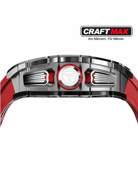 CRAFTMAX-TsarBomba-TB8204BSISB-Luxus-Herrenuhr-QUARTZ-Uhrwerk-Saphirglas-Super-Luminous-Silikonband-5ATM-Wasserdicht-rot-3