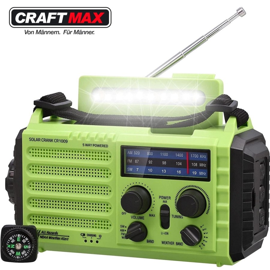 Dynamo-Kurbel-Radio-Katastrophenfall-bei-Stromausfall-Solar-Aufladung-5000mAh-Powerbank-gruen-4