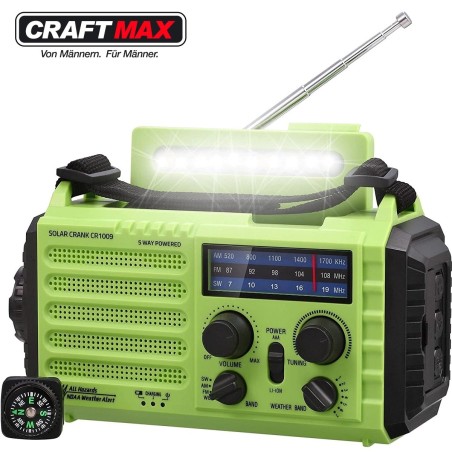Dynamo-Kurbel-Radio-Katastrophenfall-bei-Stromausfall-Solar-Aufladung-5000mAh-Powerbank-gruen-4
