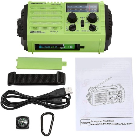 Dynamo-Kurbel-Radio-Katastrophenfall-bei-Stromausfall-Solar-Aufladung-5000mAh-Powerbank-gruen-5