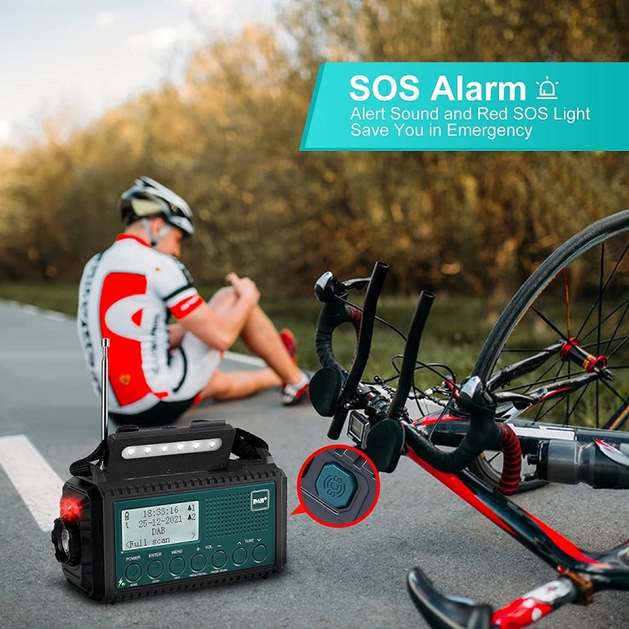 Kurbelradio-DABUKW-mit-5000mAh-Akku-Wiederaufladbare-Tragbare-Solar-Radio-mit-Taschenlampe-Leselicht-DABFM-Dynamo-Baustellenradi