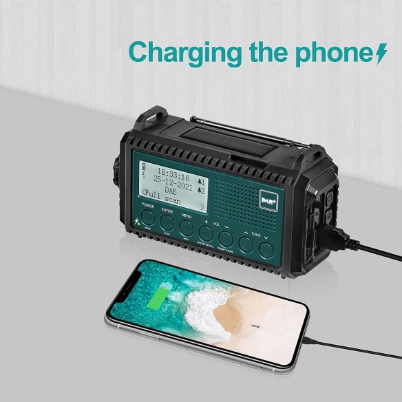 Kurbelradio-DABUKW-mit-5000mAh-Akku-Wiederaufladbare-Tragbare-Solar-Radio-mit-Taschenlampe-Leselicht-DABFM-Dynamo-Baustellenradi