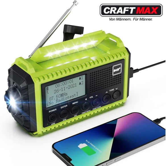 Kurbelradio-DABUKW-mit-5000mAh-Akku-Wiederaufladbare-Tragbare-Solar-Radio-mit-Taschenlampe-Leselicht-DABFM-Dynamo-Baustellenradi