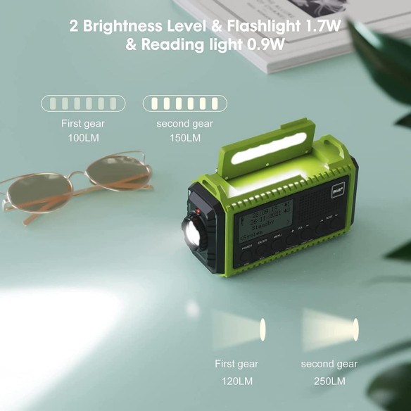 Kurbelradio-DABUKW-mit-5000mAh-Akku-Wiederaufladbare-Tragbare-Solar-Radio-mit-Taschenlampe-Leselicht-DABFM-Dynamo-Baustellenradi