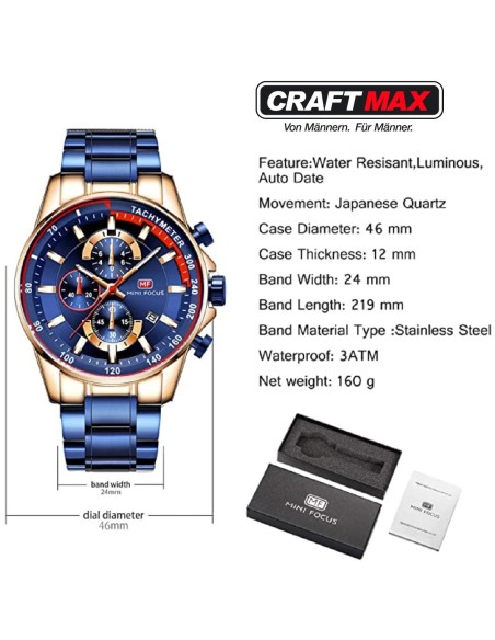 CRAFTMAX-beste-Herrenuhr-blau-gold