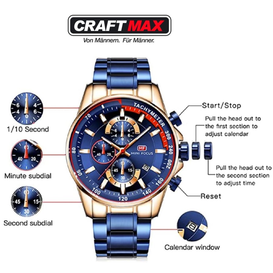 CRAFTMAX-Multifunktion-Herren-Chrongraph-wasserdicht