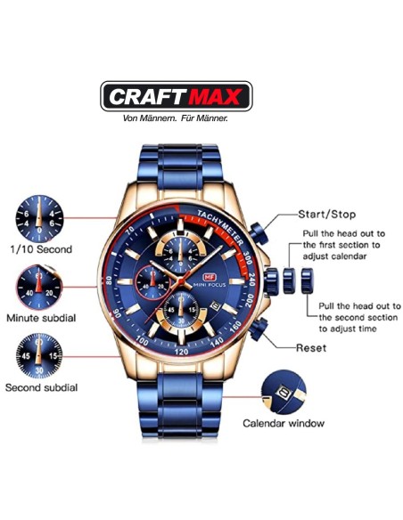 CRAFTMAX-Multifunktion-Herren-Chrongraph-wasserdicht