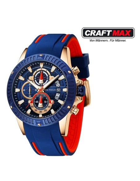 CRAFTMAX-Herren-Chronograph-blau-rot-gold-Silikonarmband-1