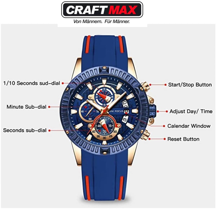 CRAFTMAX-Herren-Chronograph-blau-rot-gold-Testsieger