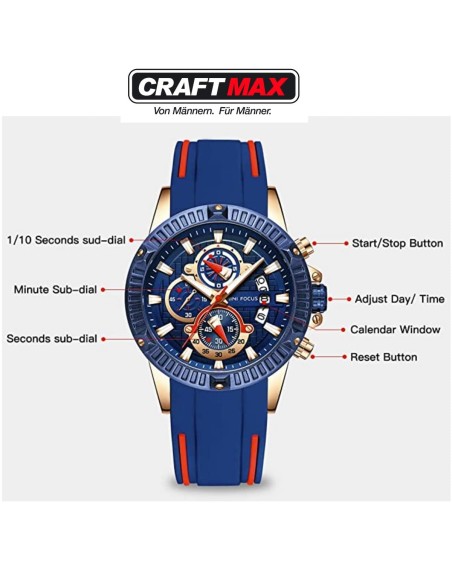CRAFTMAX-Herren-Chronograph-blau-rot-gold-Testsieger