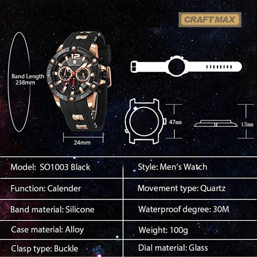 CRAFTMAX-sapphero-Herren-Chronograph-Gummiband-Testsieger