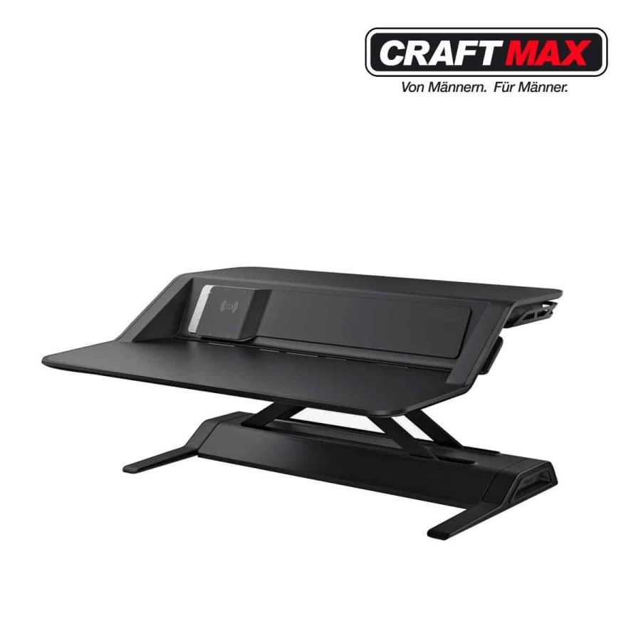 CRAFTMAX®-Monitorstaender-hoehenverstellbar-USB-Anschluesse-Handy-Auflage-Ladegeraet-im-Sitzen-oder-Stehen-4