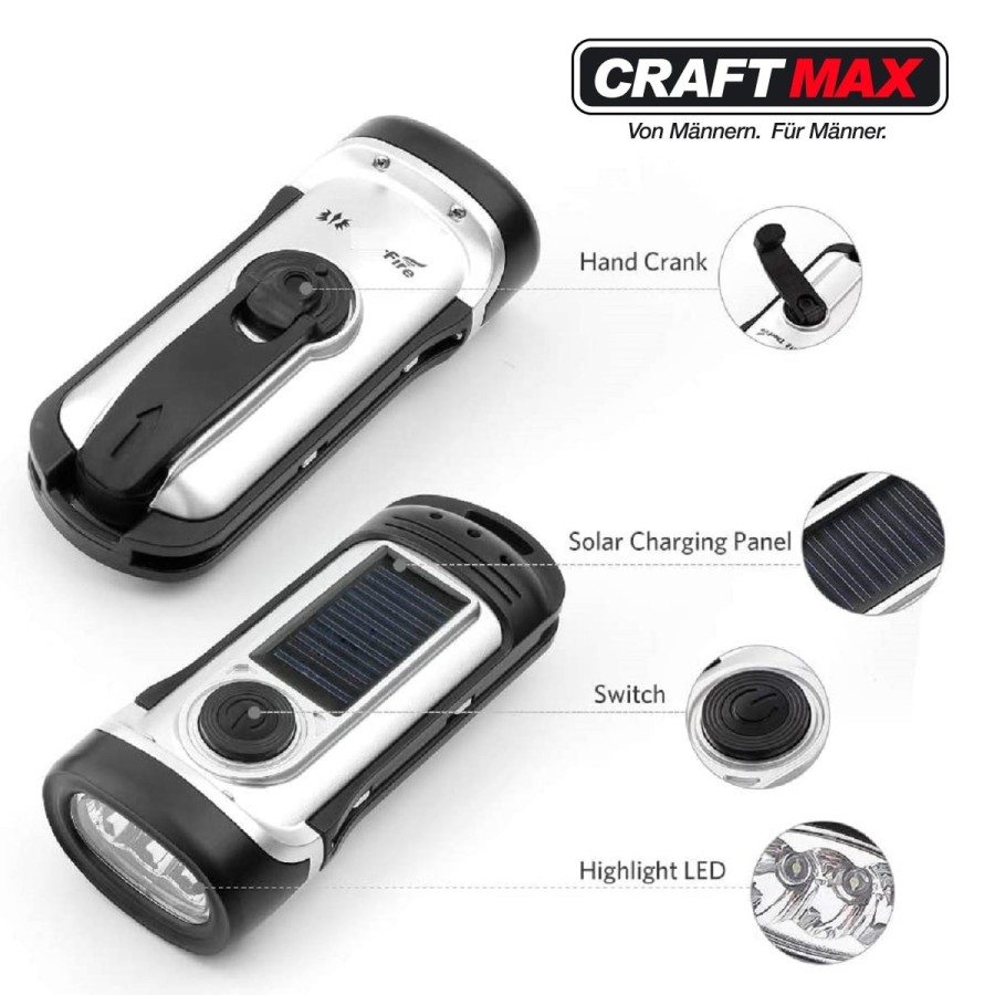 CRAFTMAX-Fire-LED-Notfall-Dynamo-Kurbeltaschenlampe-wasserdicht-4