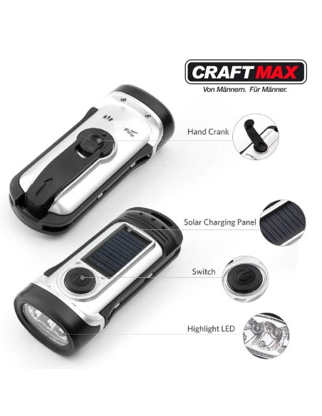 CRAFTMAX-Fire-LED-Notfall-Dynamo-Kurbeltaschenlampe-wasserdicht-4