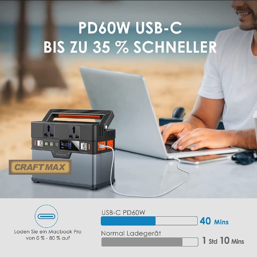 CRAFTMAX-mobile-Powerstation-Generator-288Wh-78000mAh-300W-Batterie-tragbarer-Stromspeicher-Ladegeraet-8